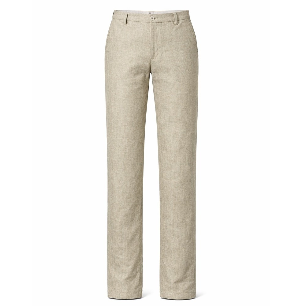 Bespoke StudioSuits Trousers Men 33x31 Beige Linen Handcrafted Flat Front